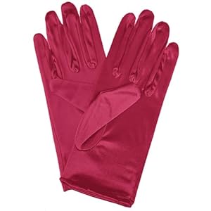 Gants Courts en Satin pour Femme, Tous Les Doigts Gants, Gants de Robe de Mariée, Gants de Fête de Mariage pour Dames, Gants en satin pour Femme Robe Fête Soirée Opéra Mariage (Bordeaux)