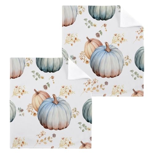 Kigai Watercolor Pumpkins 6 Pack Washcloths Cotton Soft Absorbent Skin Friendly Wash Cloths Fingertip Towels Machine Washable 12x12 in