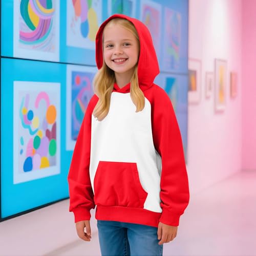 Hoodies for Teen Girls Boys Trendy Color Block Hooded Sweatshirt Long Sleeve Pullover Loose Casual Fall Hoodie Unisex2