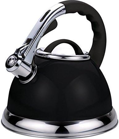 Less Than Half-Price - Reduced to Clear - Highlands Whistling Kettle 2.5/3.5 Litre Stainless Steel Cream Gas Hob Home Camping Available in Silver/RED/Black/Cream (3.5, Black)