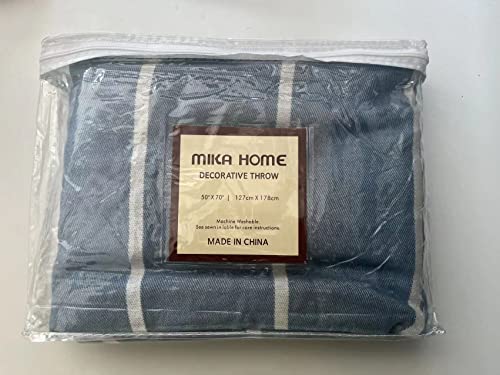 Mika Home Nautical Reversible Cozy Bamboo Fiber Oversized Throw Bed Blankets For Couch, Sofa, Travel, 50X70”, Blue, White #TOP6