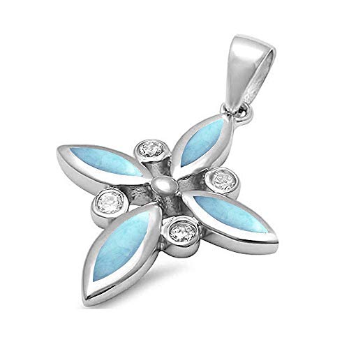 CloseoutWarehouse Larimar Clear Cubic Zirconia Fashion Cross Pendant Sterling Silver