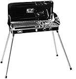 2 Burner Grill Propane Stove Grill Gas and Liquid Propane Grill/ Stove Portable Barbecue Grill Outdoor Cooking Camping Stove Stainless Steel Black