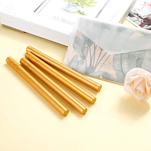 11mm Gold Siegelwachs für Heißklebepistole Klebe Pistole,10Stück Siegellack Wachs Versiegelung Sticks für Retro Vintage Siegel Stempel Brief Hochzeit Einladungen Karten Umschläge Geschenk Verpackung