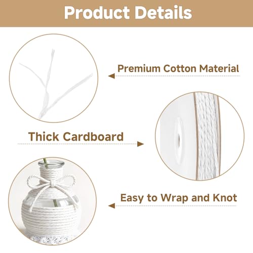 Image of jijAcraft 100M White Cotton String: 2MM White String for DIY Crafts, 328ft Natural Food Grade Cooking Cord, Butchers Twine for Kitchen Rotisserie Chicken, Tying Meat, Making Sausage