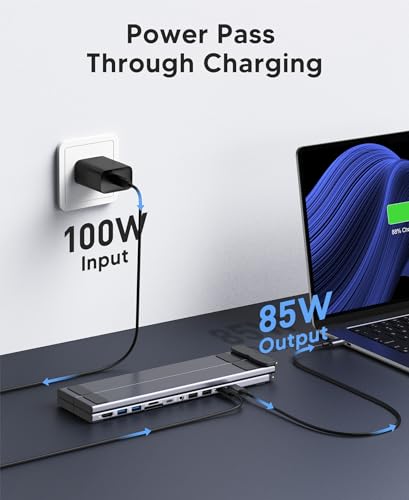 image for Mukiya Laptop Docking Station Stand, Dock Tablet Stand, 11 in 1 USB C 