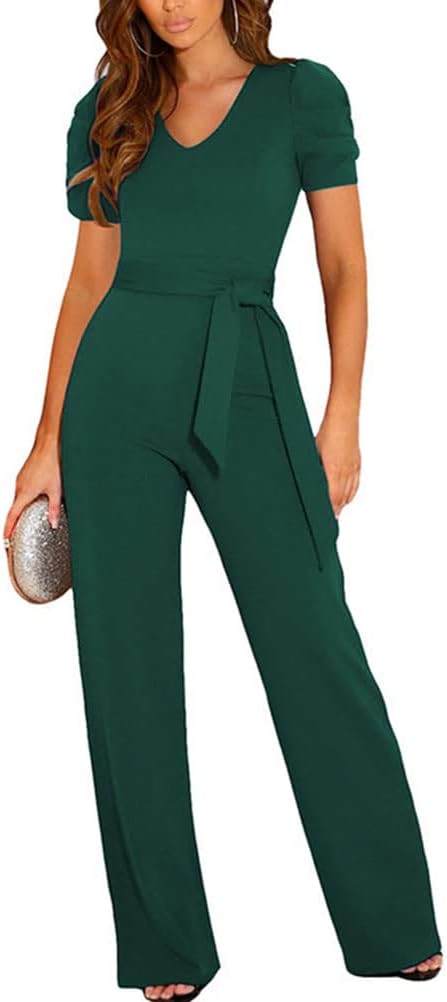 Shownicer Femme Combishorts Casual Été Manches Courtes Col V Combinaison Chic Loose Couleur Unie Jumpsuit Short Rompers De Plage Zippée B Abricot XS