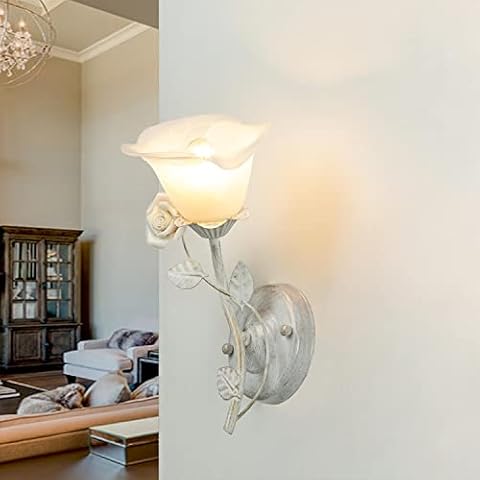 FLEURE Shabby White Floral Wall Light Cover