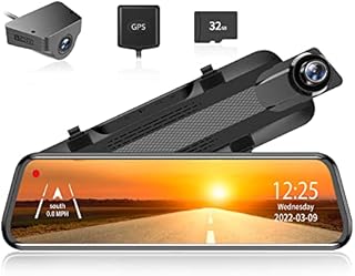 WOLFBOX 2.5K Dash Cam Mirror for Car, Rear View Mirror Camera with 10