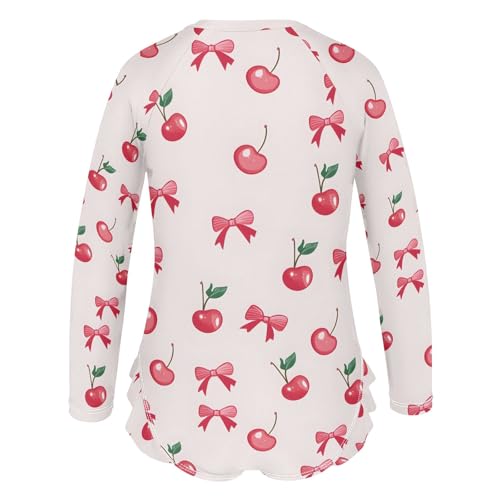 ALAZA Toddler Swimsuit Girl Bathing Suit Swimwear Rash Guard Cherry Bow Long Sleeve 3T3