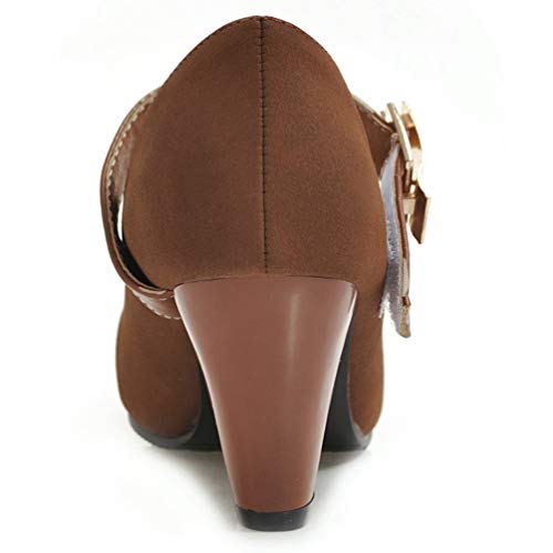 Caradise Womens Chunky Mary Janes Closed Toe Ankle Strap Heels Dress Pumps3