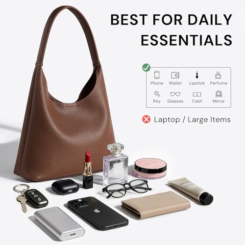 Image of Hobo Bags for Women, Small Slouchy Hobo Purse, Soft Vegan Leather Shoulder Bag Trendy Everyday Tote Handbag, 11'' (28cm)
