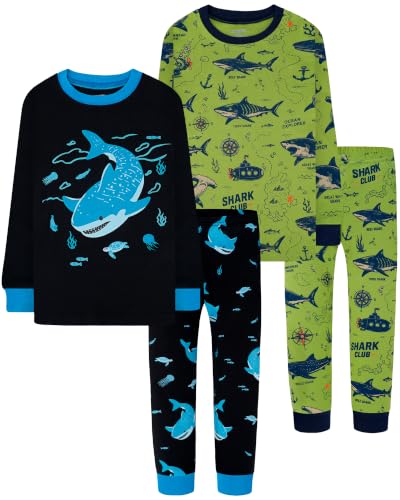 Image of DAUGHTER QUEEN Boys Pajamas 4 Pieces Long Set 100% Cotton Sleepwear Size 18 Months-12 Years