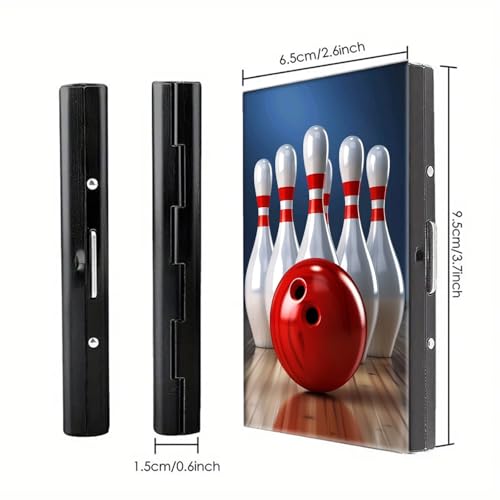 Metal Credit Card Holder Wallet, 6 Card Slots RFID Blocking Stainless Steel Wallet, Slim Metal Credit Card Wallet, with Reliable Press Button Metal Wallet for Women Men, Bowling2