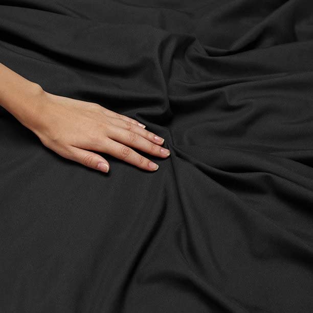 Image of BEVI - Home Premium Solid Plain Double Bedsheet Without Pillow Cover 300 TC Microfiber for Double Bed | Size (90 inch x 95 inch) Slate Black