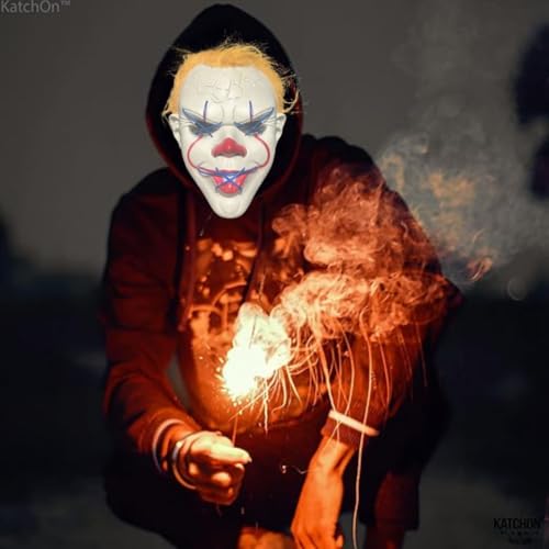 Image of WANNA PARTY LED Light Up Joker Mask for Men,Face For Cosplay, Scary for Halloween Party, Theme Play, Role Play, Halloween