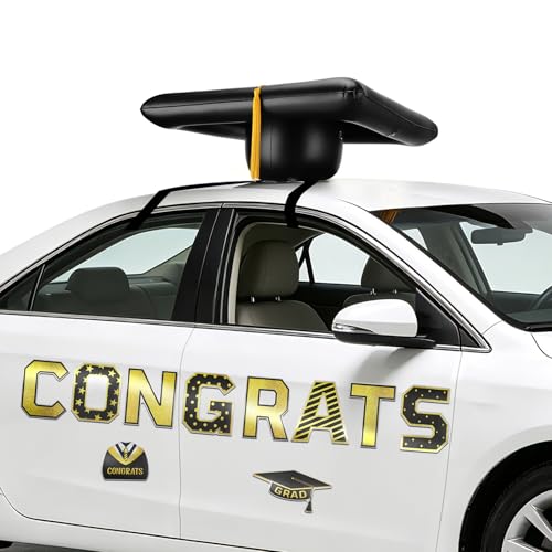 23.6 Large Inflatable Car Decorations for Graduation 2026 - Congrats Grad Car Magnets & Graduation Cap Decorations Balloons for High School Collage Prom Party Parade