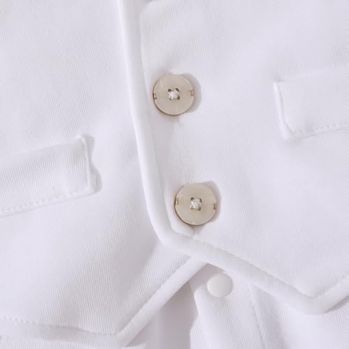 Image of HMD Baby Boy Long Sleeve Gentleman White Shirt Waistcoat Bowtie Tuxedo Onesie Jumpsuit Overall Romper