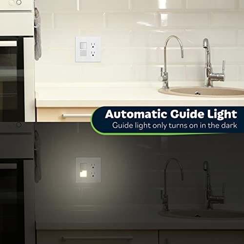 Topgreener Led Guide Light Paddle Switch With Automatic Daylight Sensor, Night Light Light Switch, Lighted Decorator Wall Switch, 125Vac/15A 3-Way Or Single Pole, Tgls315-W, White #TOP3