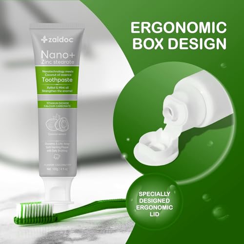 Image of 2-Pack Coconut Mint Oil Toothpaste, Refreshing Mint Flavor, Daily Toothpaste with Zinc Citrate, Fluoride-Free Formula, 4 oz*2