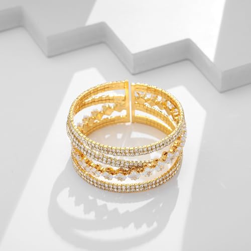 Bracelet de mariée extensible avec strass et cristaux - 2