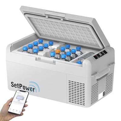 Setpower 12V Refrigerator 50 Hours Backup Cooling 21 Quart 12V Coolers for Vehicles Portable Freezer for Travel Car Fridge Electric Cooler for Car Camping Truck Van RV SUV Road Trip (RF20,Grey)