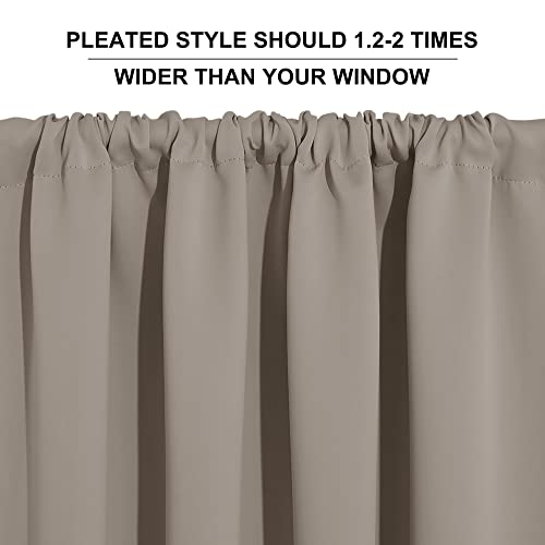 RYB HOME Room Darkening Curtains for Bedroom, Thick Durable Privacy Window Shades, Rod Pocket Thermal Insulated Backdrop for Teenagers Bedroom Dorm, W 42 x L 72 inches, 2 Panels, Sand