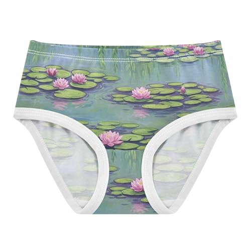Fancy Toddler Girls Underwear 2t Cotton Panties for Girl Watercolor Floral Lilies Pond Underpants Briefs