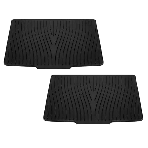 CONEHOY 2 Pcs Extra Large Silicone Dish Drying Mat with Drain Lip 23.6 x 19 Inch Dish Drainer Liner Rubber Counter Drying Pad for Kitchen Sink Drawer (Black)
