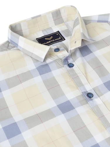 Image of Majestic Man Men Box Checkered Slim Fit Cotton Casual Shirt