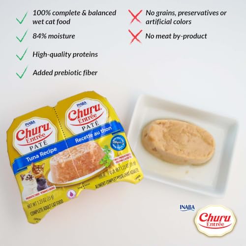 Image of INABA Churu Entree Pate Wet Cat Food Cup, Tuna Salmon, 6ct