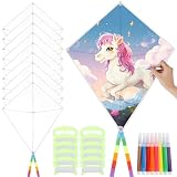 Kit di aquiloni vuoti fai da te, kit per la creazione di aquiloni, kit per la creazione di aquiloni per bambini, kit per creare il tuo aquilone include 8 penne ad acquerello per decorare