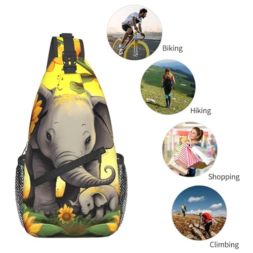 Bolso cruzado de pecho para hombre con diseño elefante y girasoles miniatura 6