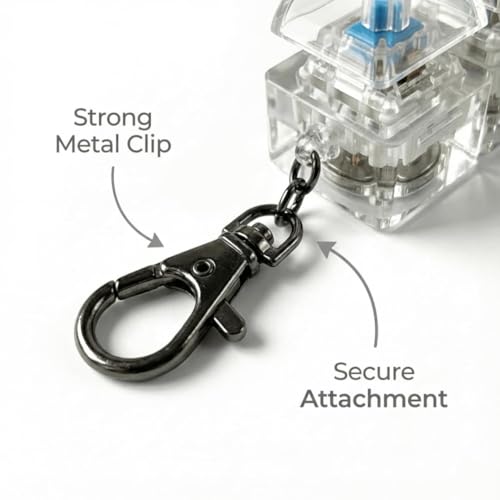 Image of Keyboard Fidget Toy Keychain 4-in-1, Mechanical Click Button Fidget Toy for Stress Relief, Portable Finger Clicker, Anxiety Relief Toy for Kids & Adults