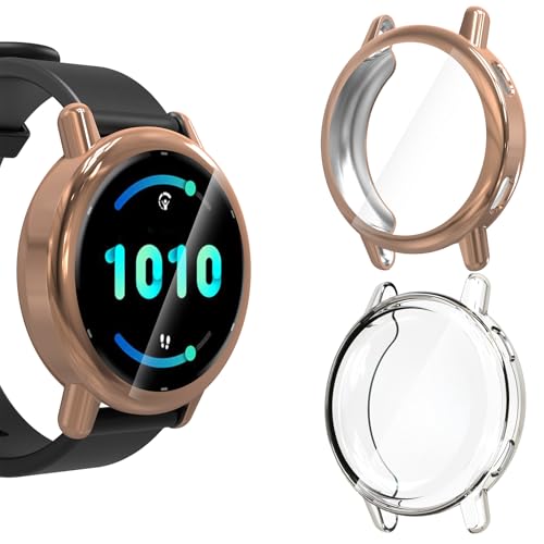 Image of KIKISML 2 PCS Screen Protectors Compatible with Garmin Vivoactive 5, Full Protective Ultra Slim Soft TPU Case Cover Compatible with Garmin Vivoactive 5 (Rose Gold, Clear)