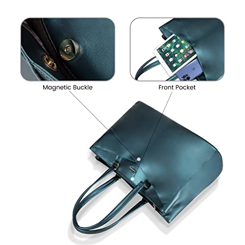 Image of Laptop Tote Bag for Women 15.6 Inch Waterproof Leather Computer Laptop Bag Women Business Office Work Bag Briefcase Large Travel Handbag Shoulder Bag
