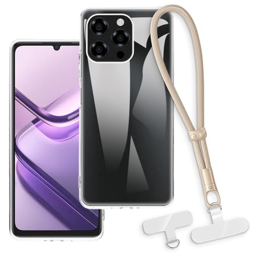OAGELIM 2-in-1�ی�P�[�X�ƃ��X�g�X�g���b�v Doogee Note 58 �Ƃ̌݊������� ���O���\�ȃ��j���[�h�t���d�b�J�o�[�A����~�ߕ����h�~�O���b�v�n���h�� (�N���A + �S�[���h)