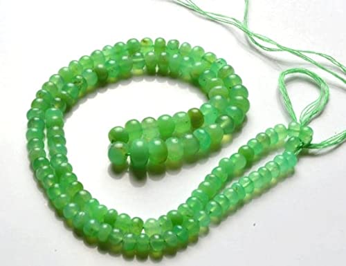Chrysoprase naturelle verte en perles rondelles lisses haut de gamme pour création bijoux