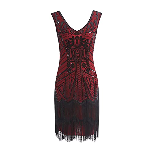 Robe de cocktail col en V à pompons pour affiner la silhouette