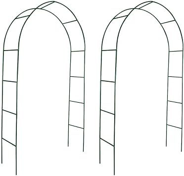 vidaXL 2 Pack Metal Garden Arch Trellis, Heavy Duty Outdoor Rustproof Archway for Climbing Plants Roses Vine, Backyard Patio Wedding Decoration