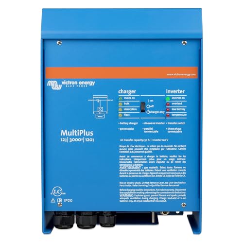 Victron Energy MultiPlus - Power Inverter - Pure Sine Wave Inverter Charger for 120 amp Battery - with PowerAssist Technology - UL-Certified - 3000VA 12-Volt