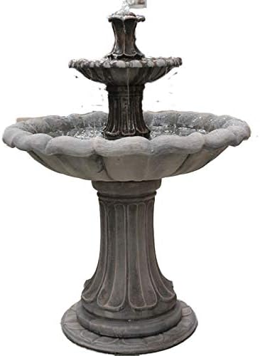 stone garden water fountaib, 5ft large bowled 2 tiered fountain self contained outdoor ornate garden water feature