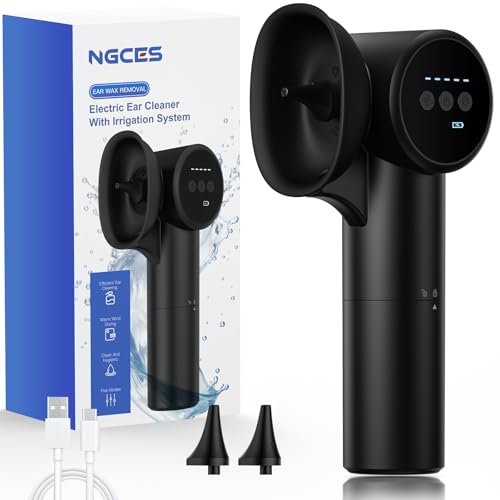 Ear Wax Removal with Mild Drying, Safe and Gentle Ear Cleaner for Ear Wax Buildup Flushing and Cleaning with Dual-Compartment Design, Ear Wax Cleaner Kit 5 Pressure Settings, Ear Flushing kit IPX7
