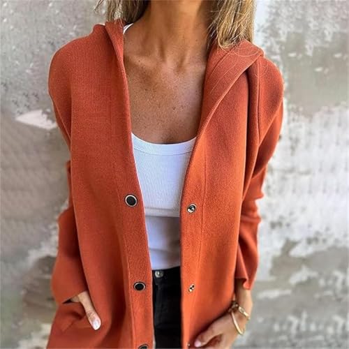 Chic Rose Red Hooded Cardigan for Women: A Stylish Lightweight Fall Jacket - Image 6