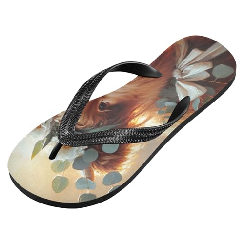 Burbuja Cows White Flower Crown Flip Flops for Women Men, Soft Thong Sandals Rubber Slippers for Pool Beach Essentials2