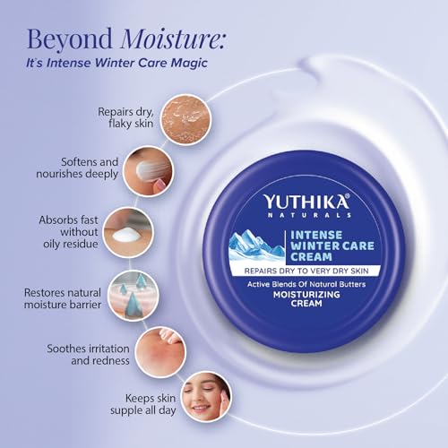Image of Yuthika Intense Winter Care Cream 50ml (Pack of 2) Non Greasy Daily Moisturizer | For Dry, Rough & Very Dry Skin
