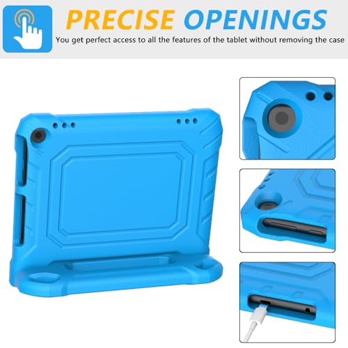 Image of Fire HD 8 & Fire HD 8 Plus Tablet Case for Kids(12th /10th Gen, 2024 /2022 /2020) - DJ&RPPQ Lightweight Shockproof Cover with Handle Stand for Fire HD 8 /Plus /Kids /Pro Tablet Also for Sony Nokia - Blue