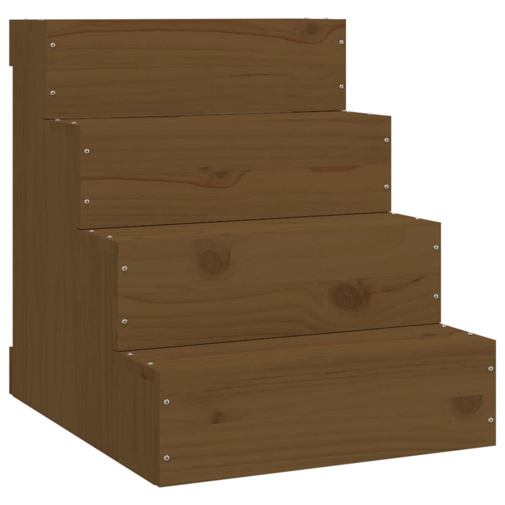 Genérico Escalera Mascotas Madera Maciza de Pino marrón Miel 40x49x47 cm,Productos para Mascotas,Productos para Mascotas,Escalones y rampas para mascotas-822469