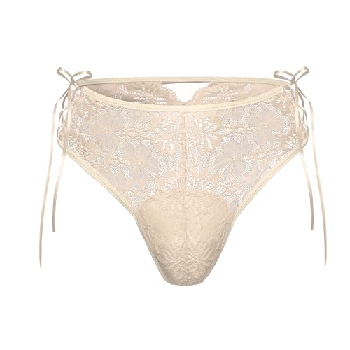 DTODWW Men's Lace Sissy Panties Thicken Underwear G-Strings Thongs Adjustable Briefs Nightwear