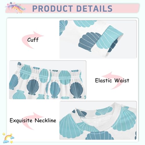 ODAWA Toddler Boy Girl Blue Seashells Footless 2 Piece Set Fall Clothes Size 64